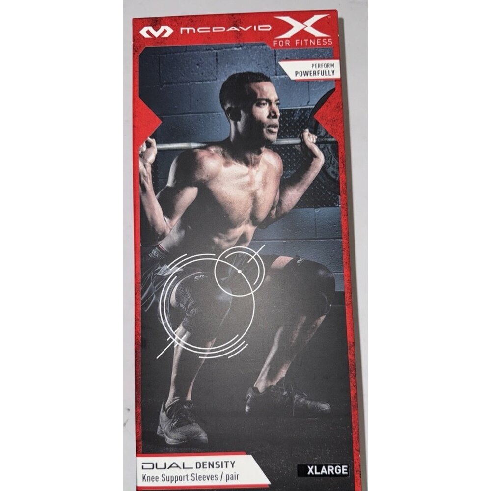 McDavid XL Dual Density Knee Support Sleeves Pair For Fitness & Powerlifting
